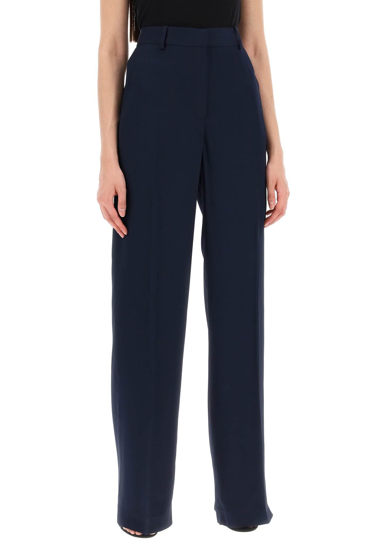 Stylish Pleated Blu Palazzo Pants for Women | Sustainable Crepe Fabric | SS24 Collection