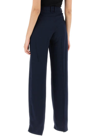 STELLA MCCARTNEY Stylish Blu Pleated Palazzo Pants for Women | Sustainable Crepe Fabric | SS24 Collection