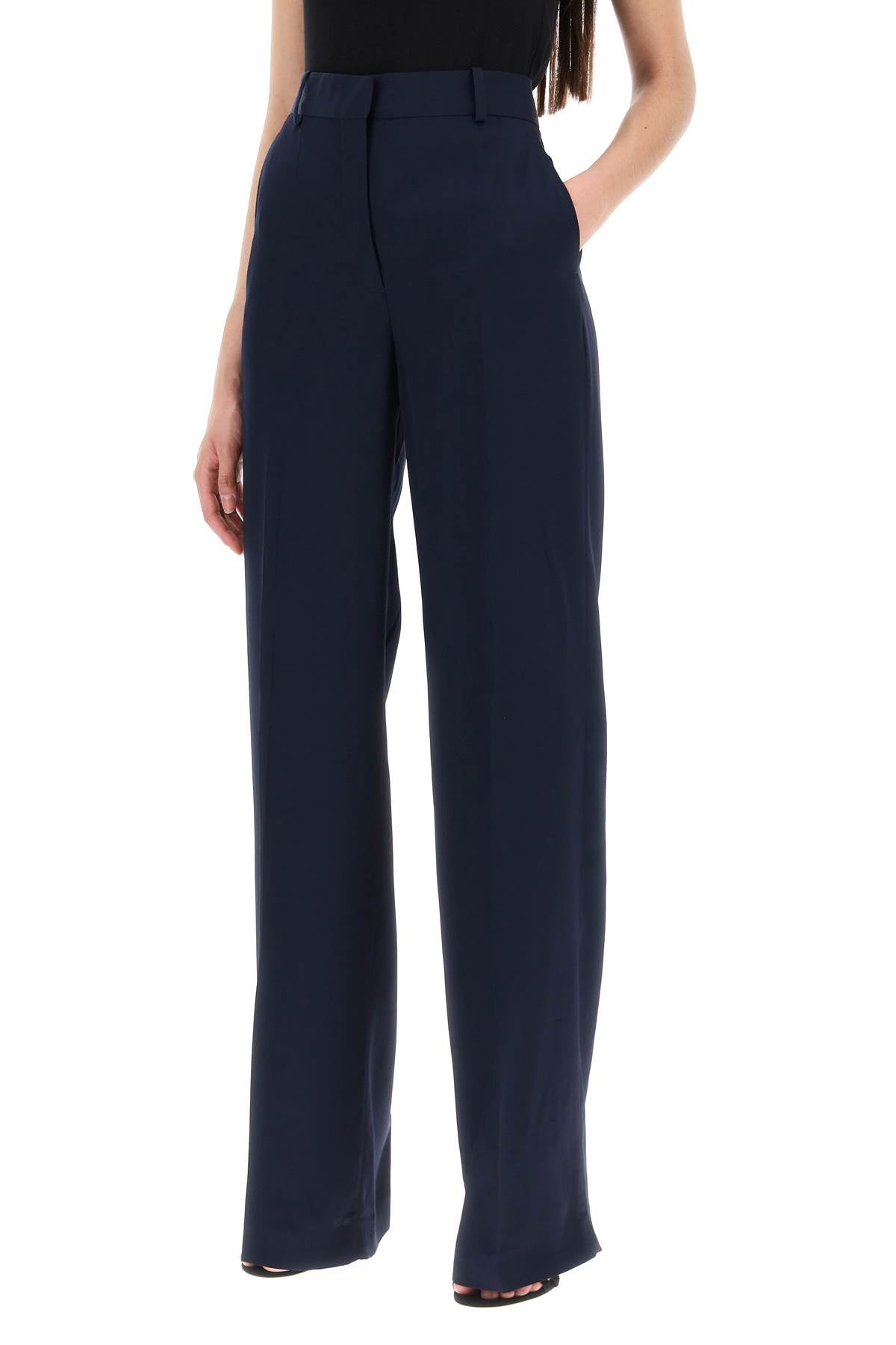 Stylish Pleated Blu Palazzo Pants for Women | Sustainable Crepe Fabric | SS24 Collection