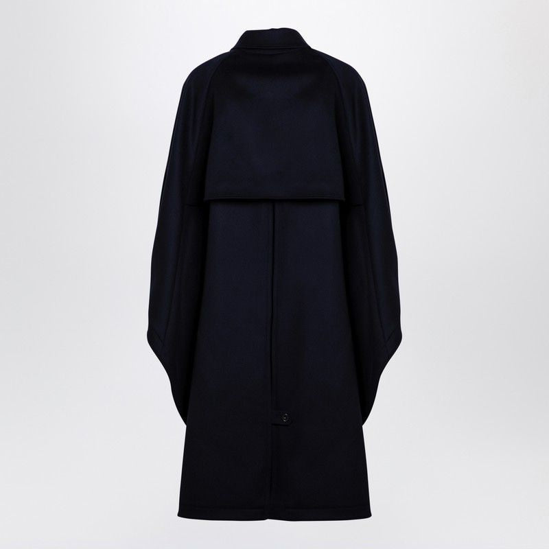 STELLA MCCARTNEY Elegant Double-Breasted Ink Blue Wool Trench Jacket