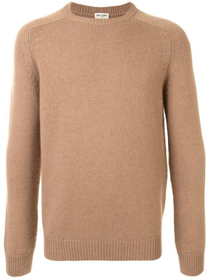 SAINT LAURENT Men's Round Neck Wool Sweater - Responsible Wool, Long Sleeves, FW23