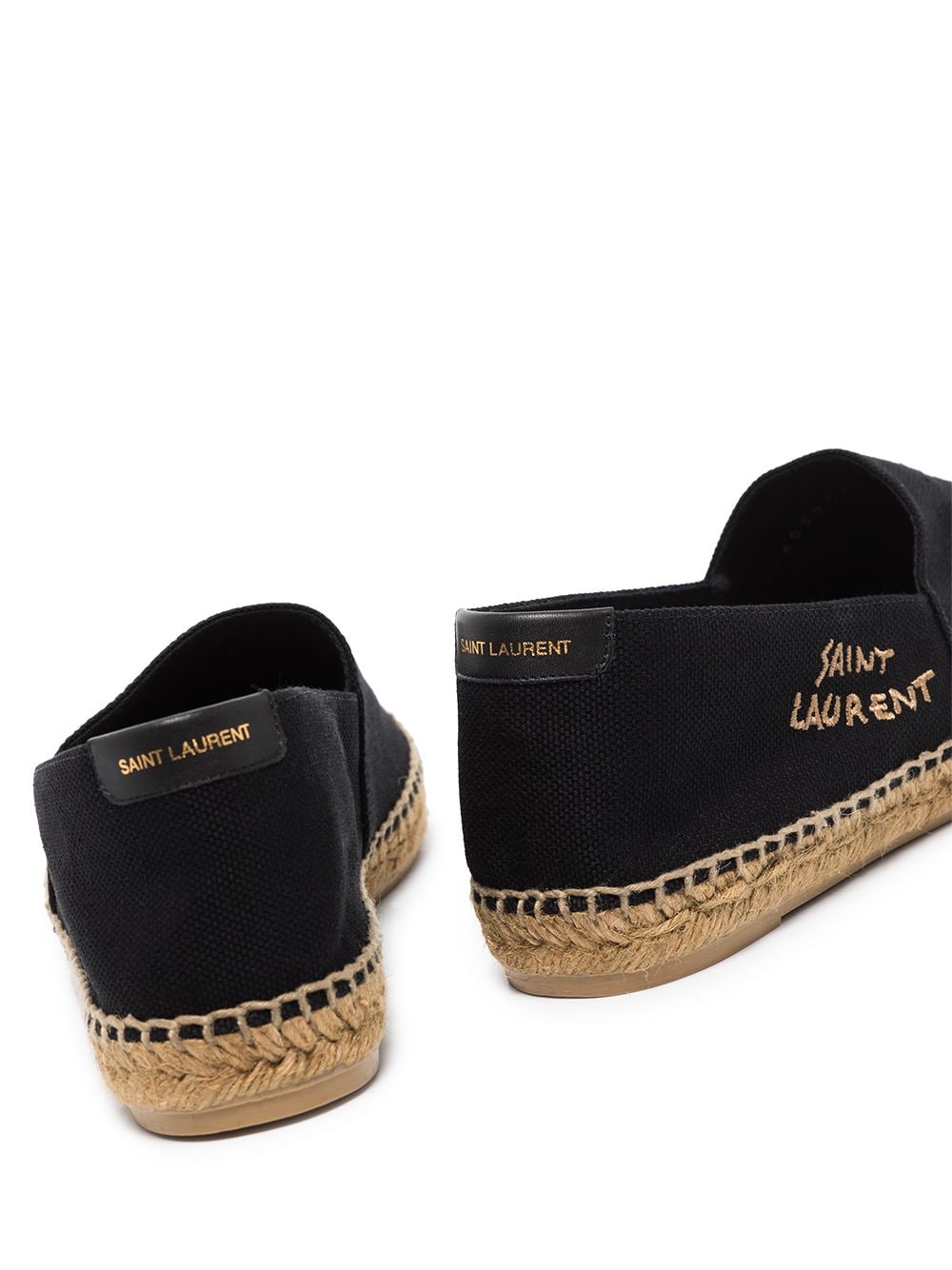 SAINT LAURENT Black Canvas Espadrilles with Logo Detail