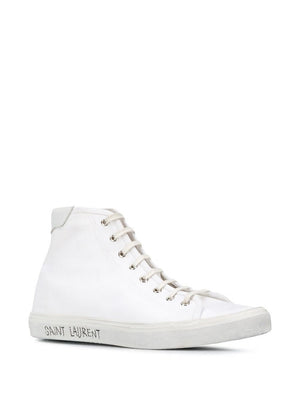 SAINT LAURENT Men's White Canvas High-Top Sneakers for FW23