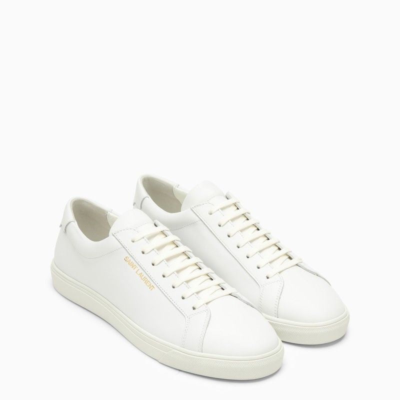 Stylish White Leather Trainers with Logo Detail for Men