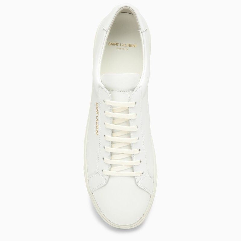 Stylish White Leather Trainers with Logo Detail for Men