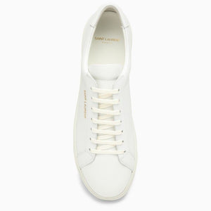 Stylish White Leather Trainers with Logo Detail for Men