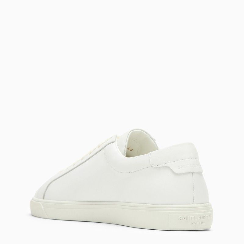 Stylish White Leather Trainers with Logo Detail for Men