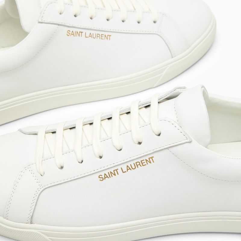 Stylish White Leather Trainers with Logo Detail for Men