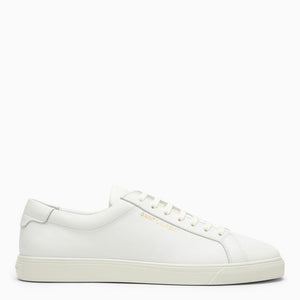 Stylish White Leather Trainers with Logo Detail for Men