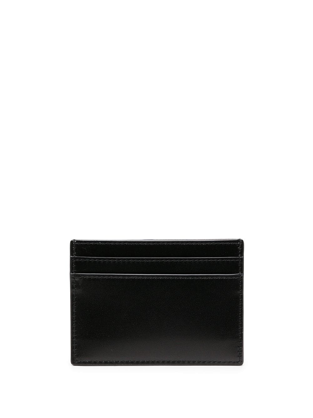 SAINT LAURENT Men's Black Raffia Cardholder with Logo Plaque