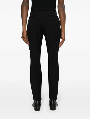 SAINT LAURENT Tailored Slim Fit Trousers for Men, Black Color, SS24 Season