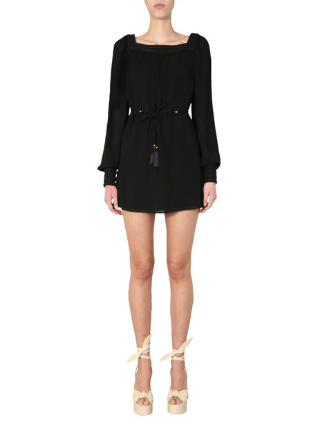 SAINT LAURENT Long Sleeved Embroidered Dress