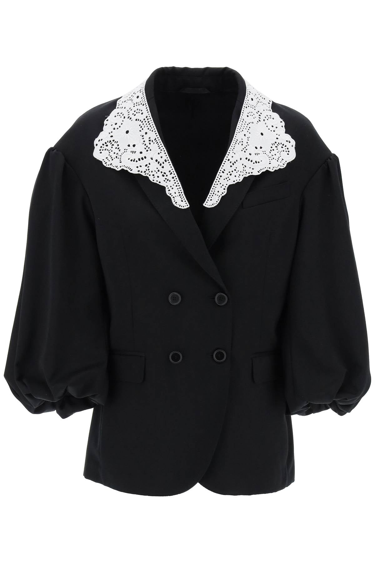 SIMONE ROCHA Black Oversized Blazer with Lace for Women - Spring/Summer 2024