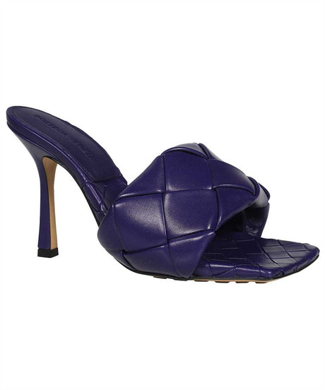 Square Toe Leather Sandals in Purple for Women