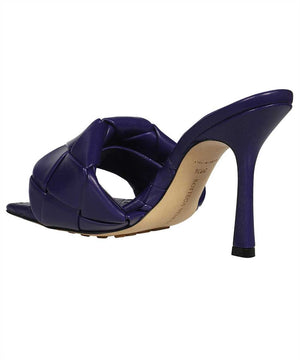 Square Toe Leather Sandals in Purple for Women