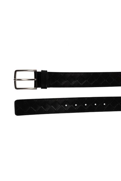 BOTTEGA VENETA Men's Intrecciato Leather Belt - Black