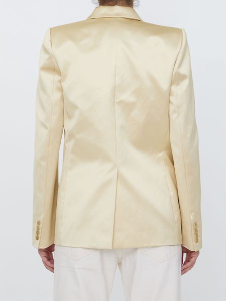 Áo khoác nữ Khaite Double-Breasted Nathan màu Ecru bằng sợi bông và viscose với hiệu ứng lụa - Size US 04