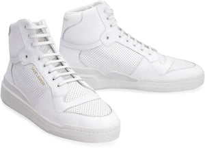 SAINT LAURENT White Leather Perforated Sneakers for Men