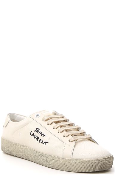 SAINT LAURENT Classic Embroidered Sneakers for Women in White