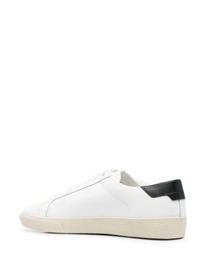 Logo Embroidered Low Top Sneakers in White for Men