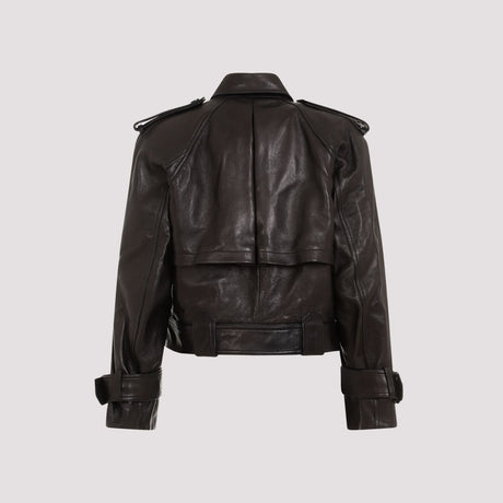 KHAITE Stylish Black Leather Jacket for Women