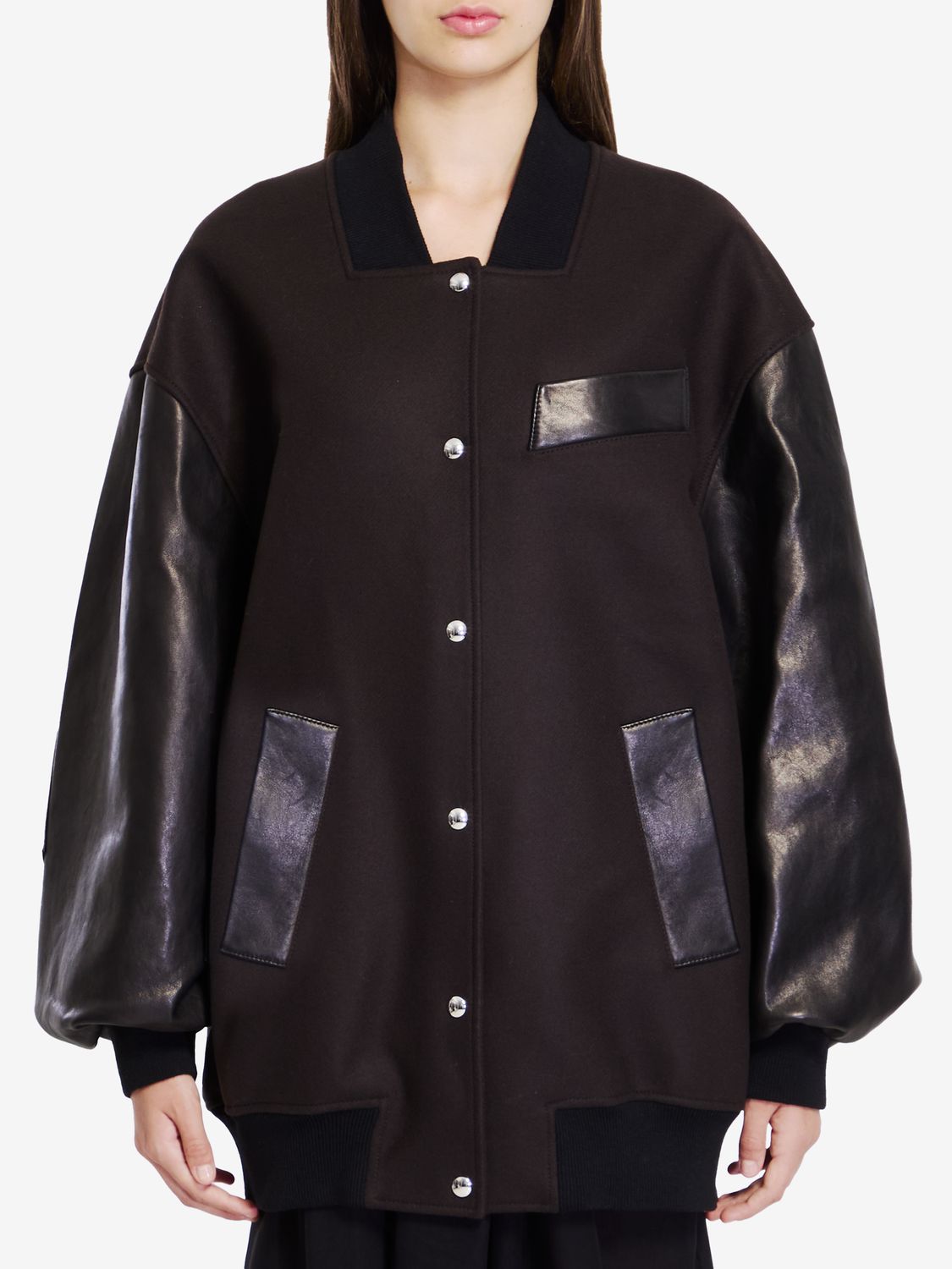 KHAITE Chic Spencer Bomber Jacket with Lambskin Sleeves