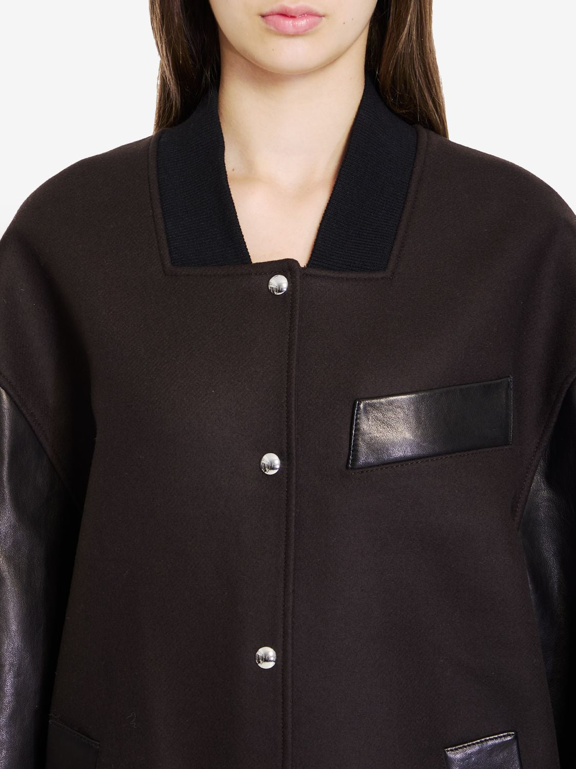 KHAITE Chic Spencer Bomber Jacket with Lambskin Sleeves