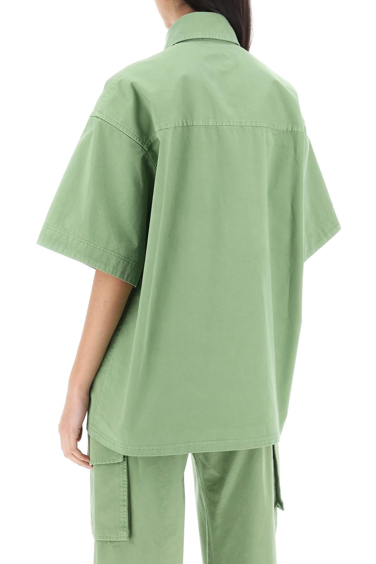 STELLA MCCARTNEY Organic Cotton Utility Shirt in Green for Women | SS24 Collection