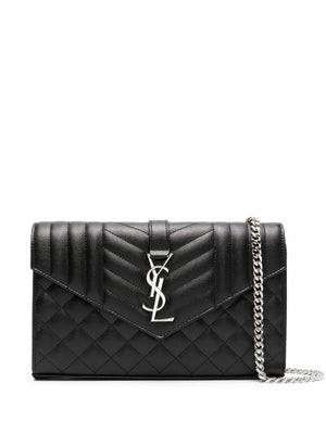 SAINT LAURENT Black Quilted Continental Clutch - SS24 Collection