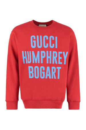 GUCCI Humphrey Bogart Printed Cotton Sweatshirt for Men - Red