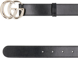 GUCCI Elegant Black Leather Belt with Gold-Tone Buckle - 6x4.7 cm