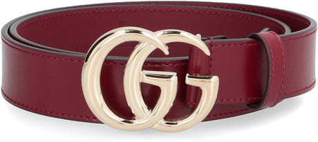 GUCCI Elegant Red Leather Belt with Gold-Tone Buckle 6x4.7 cm