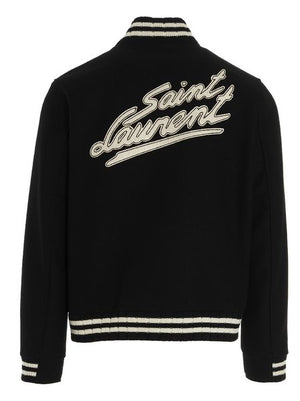 SAINT LAURENT Varsity Jacket: Lightweight Canvas with High Contrast Details