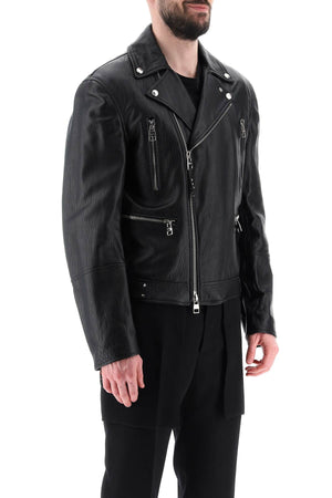 ALEXANDER MCQUEEN Men's Classic Leather Biker Jacket - Regular Fit