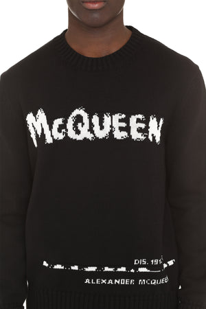 ALEXANDER MCQUEEN Men's Intarsia Sweater in Black for FW23