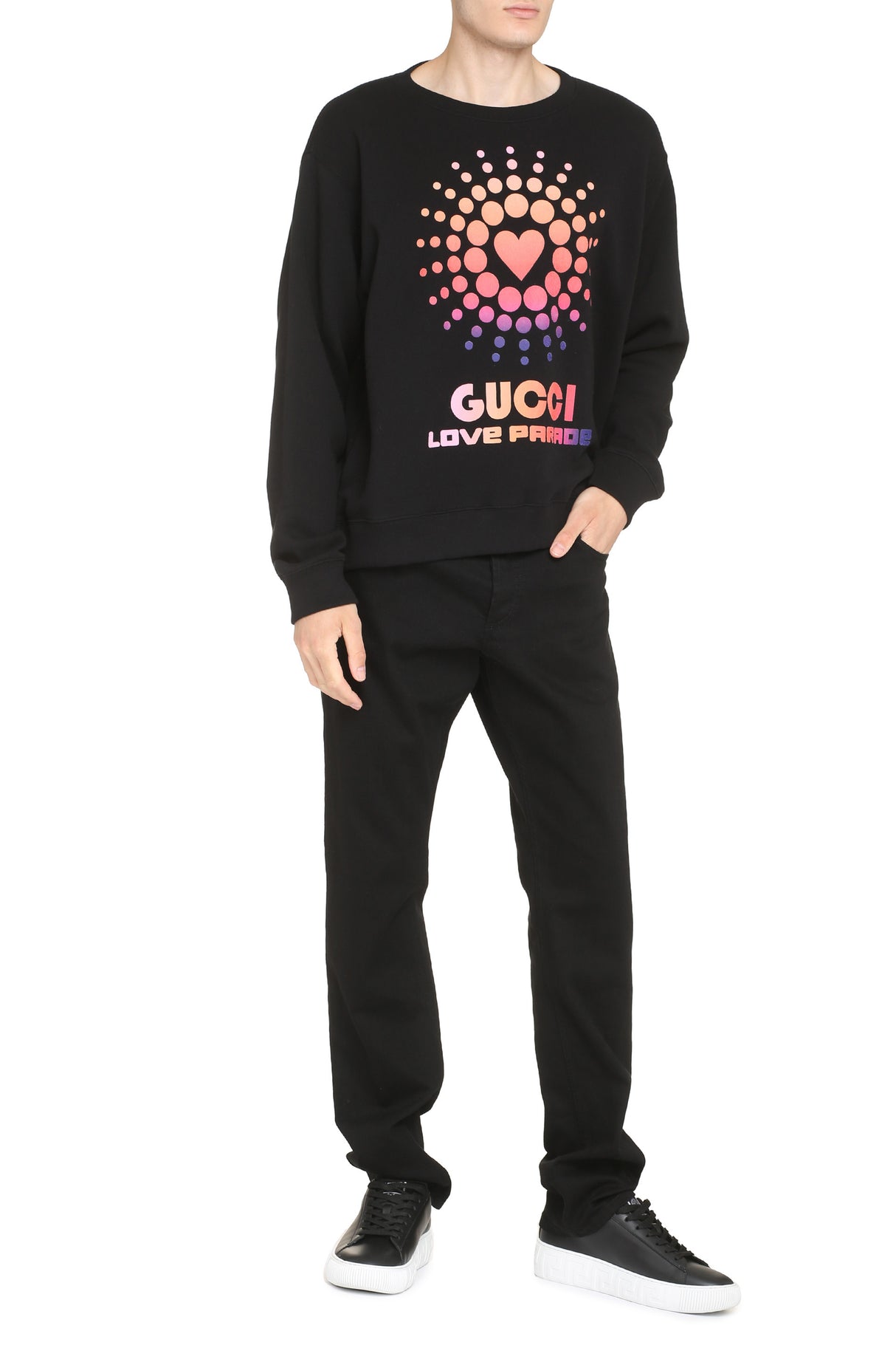 GUCCI Cool Black Printed Cotton Sweatshirt for Men