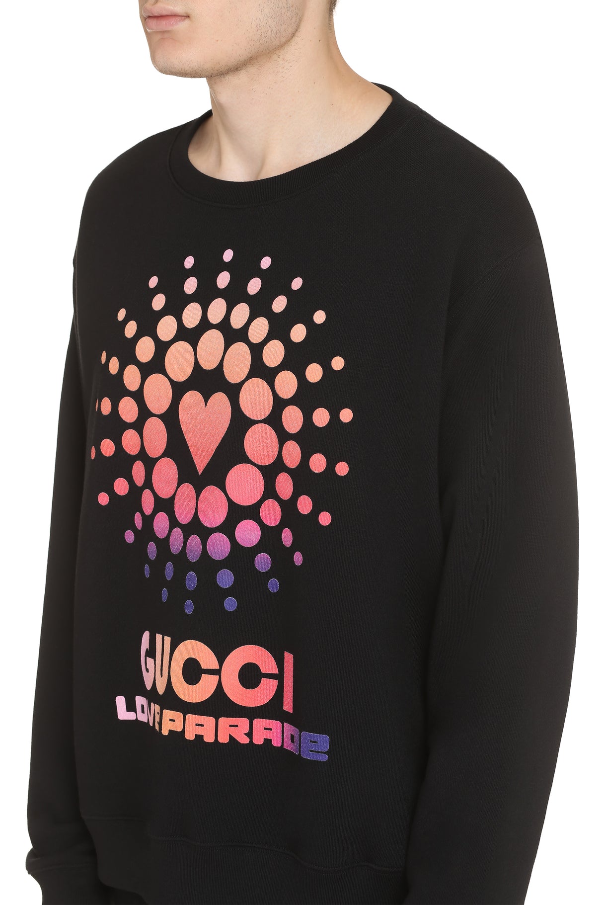 GUCCI Cool Black Printed Cotton Sweatshirt for Men