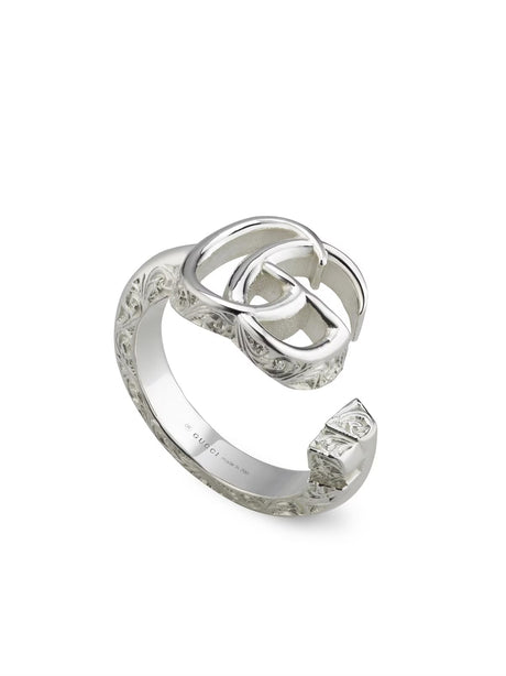 GUCCI GG Marmont Logo Women's Silver Ring