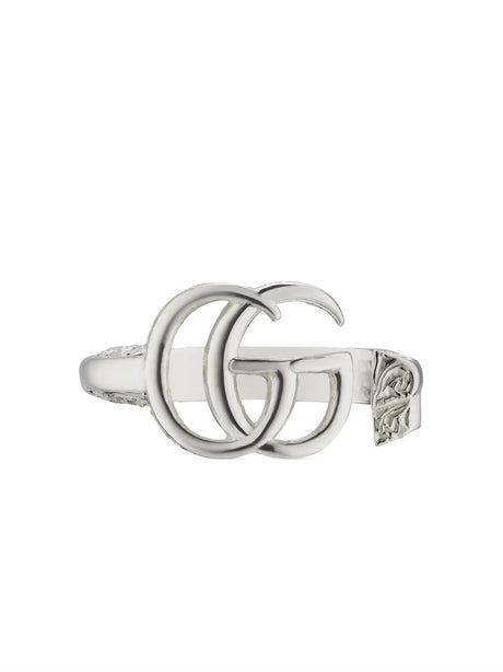 GUCCI GG Marmont Logo Women's Silver Ring