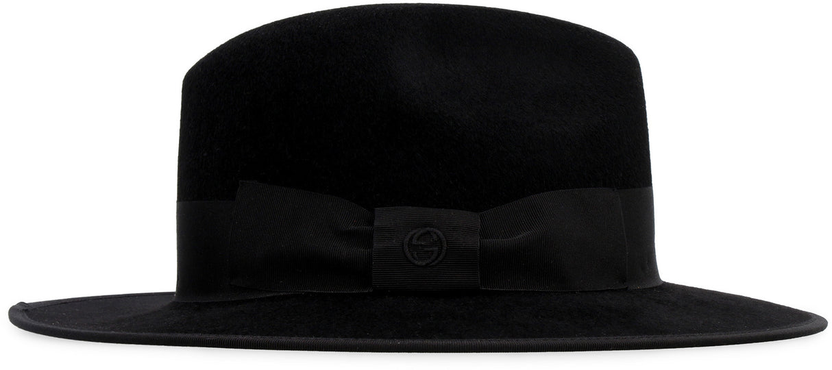 قبعة فاخرة من اللباد الأسود للنساء - خريف/شتاء 2020