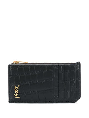 SAINT LAURENT Luxurious Black Leather Cardholder for Men