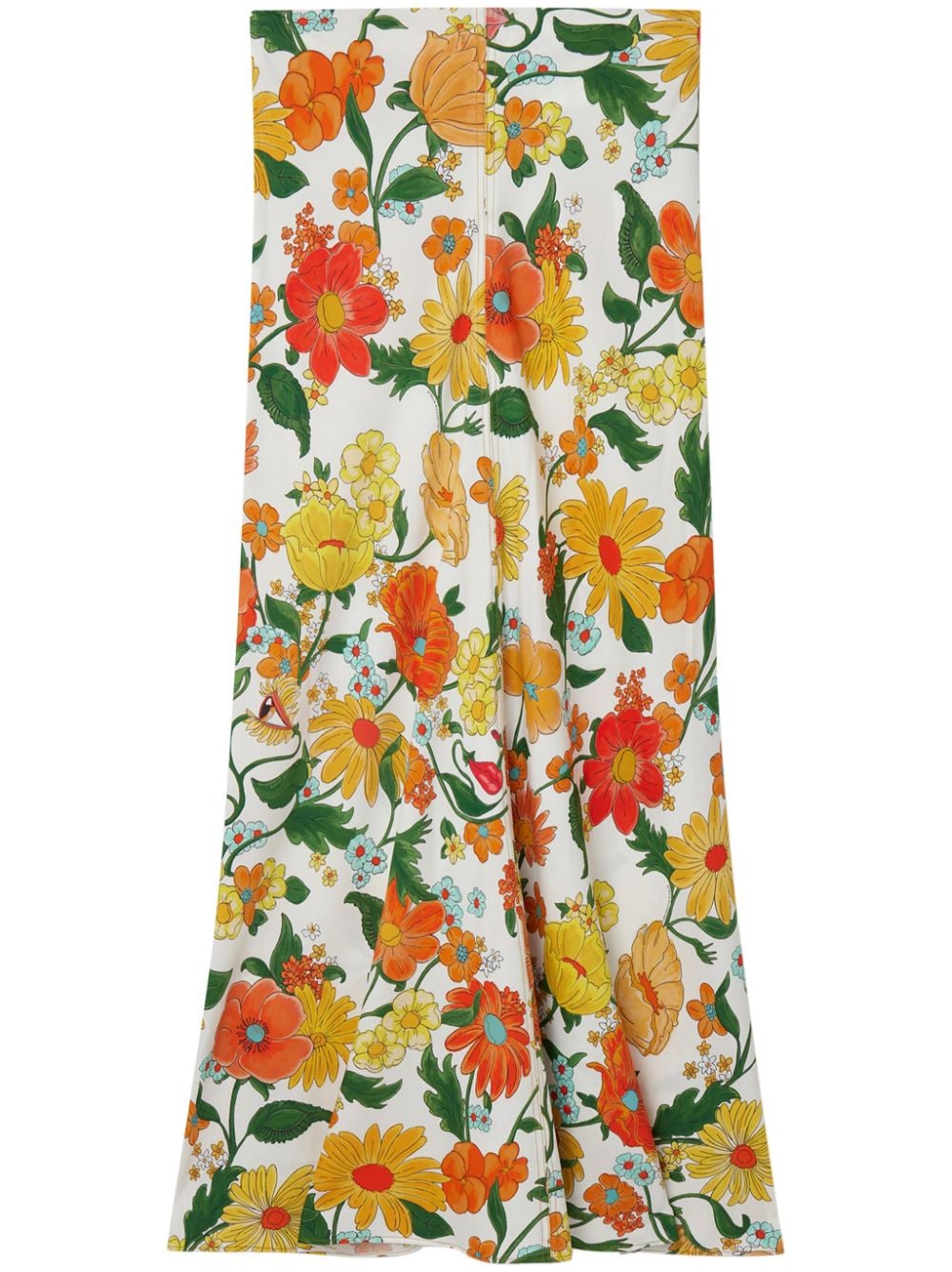 STELLA MCCARTNEY Floral Print Midi Skirt in White and Multicolor for Women