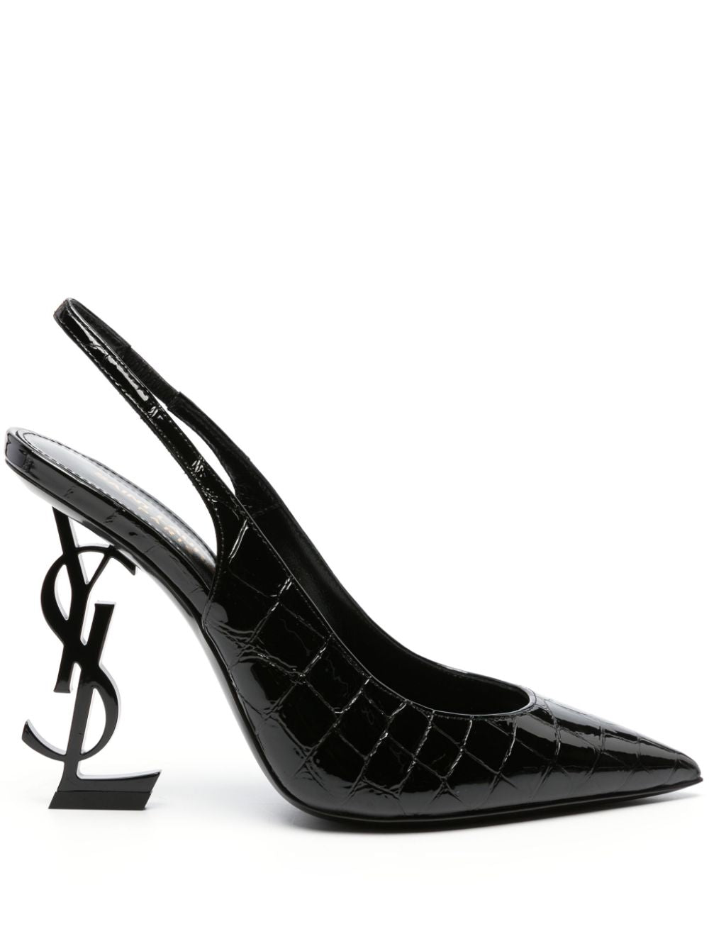 SAINT LAURENT Embossed Crocodile Effect Slingback Pumps