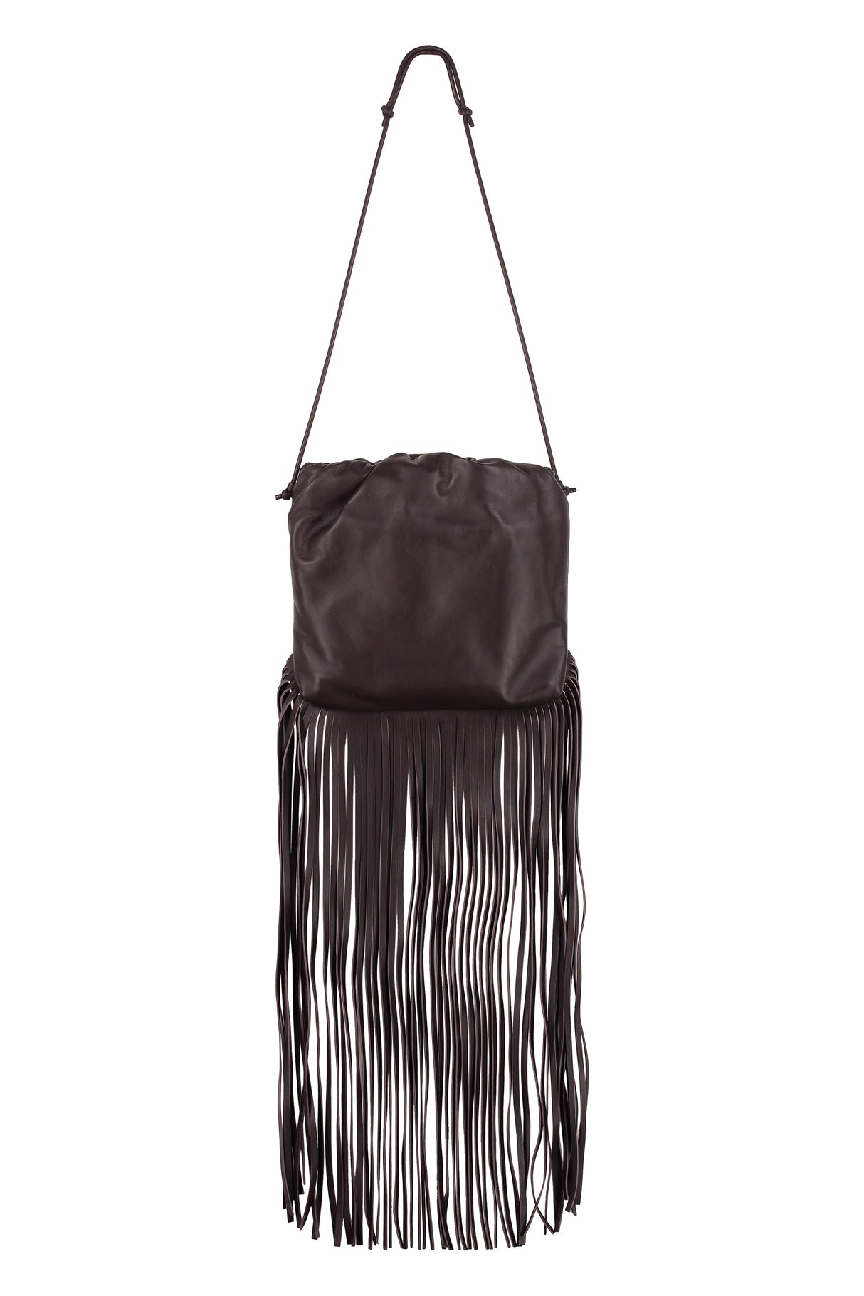 Fringed Leather Shoulder Handbag - Brown for FW24