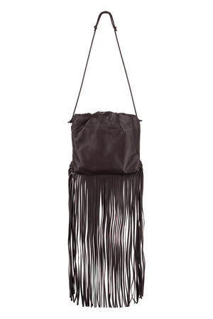 Fringed Leather Shoulder Handbag - Brown for FW24