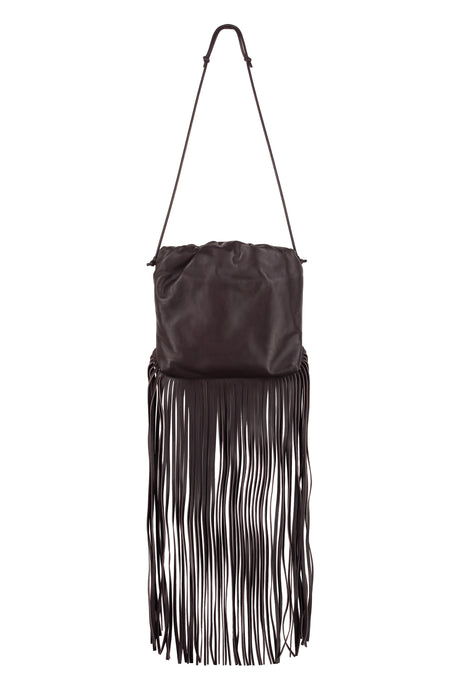 BOTTEGA VENETA Fringed Leather Shoulder Handbag for Women - Brown