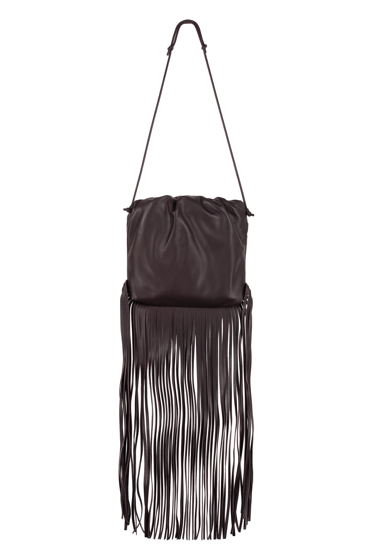 Fringed Leather Shoulder Handbag - Brown for FW24