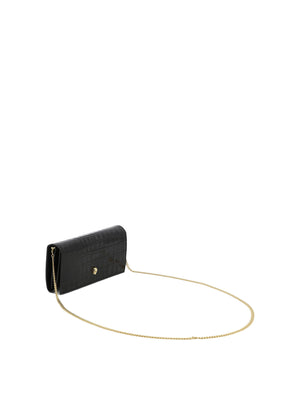 ALEXANDER MCQUEEN Black Crossbody Wallet for Women with Magnetic Closure and Logo Lettering