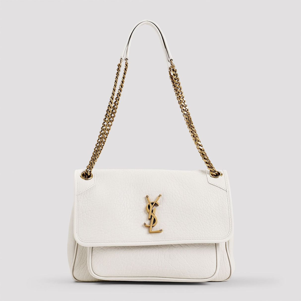 SAINT LAURENT Medium Handbag with Gold-Tone Details - 28x20x8.5 cm