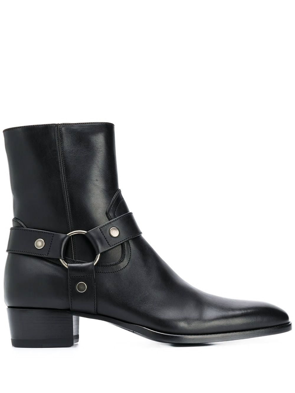 SAINT LAURENT Men's Black Leather Ankle Boots